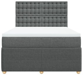 Κρεβάτι Boxspring με Στρώμα Σκούρο Γκρι 140x190 εκ. Υφασμάτινο - Γκρι