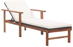 vidaXL Ξαπλώστρα Μαύρη Συνθετικό Ρατάν / Μασίφ Ξύλο Ακακίας + Μαξιλάρι