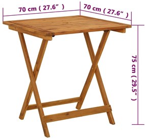 ΤΡΑΠΕΖΙ ΚΗΠΟΥ ΠΤΥΣΣΟΜΕΝΟ 70 X 70 X 75 ΕΚ. ΜΑΣΙΦ ΞΥΛΟ ΑΚΑΚΙΑΣ 46348