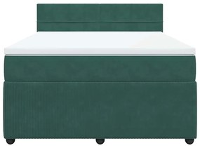 vidaXL Κρεβάτι Boxspring με Στρώμα Σκούρο Πράσινο 160x200εκ. Βελούδινο