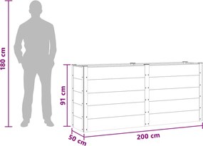 vidaXL Υπερυψωμένη Ζαρντινιέρα Μαύρο 200 x 50 x 91 cm