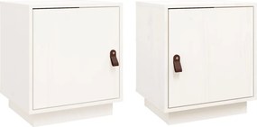 vidaXL Κομοδίνα 2 τεμ. Λευκό 40x34x45 εκ. από Μασίφ Ξύλο Πεύκου