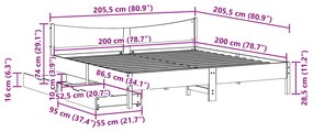 Πλαίσιο Κρεβατιού Συρτάρια Λευκό 200x200 εκ. Μασίφ Ξύλο Πεύκου - Λευκό