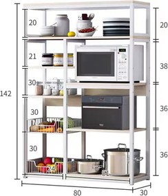 Ραφιέρα επιδαπέδια Leena pakoworld μέταλλο λευκό-φυσικό 80x30x142εκ
