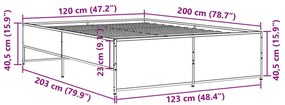 Πλαίσιο Κρεβατιού Καπνιστή Δρυς 120x200εκ. Επεξ. Ξύλο &amp; Μέταλλο - Καφέ