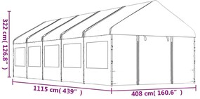 vidaXL Κιόσκι με Τέντα Λευκό 11,15 x 4,08 x 3,22 μ. από Πολυαιθυλένιο