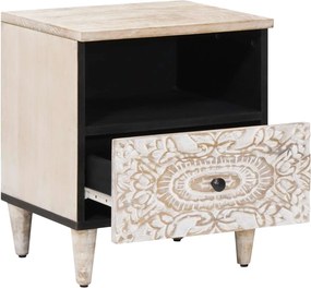 vidaXL Κρεβατοκάμαρα 2 pcs Λευκό 40 x 33 x 46 εκ. Στερεό ξύλο μάνγκο