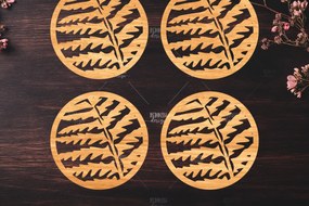 Σετ των 2 Intra απο ξύλο plywood 3mm-4mm πάχος Botanical Cup Coaster File Cut Δίασταση 15x15 cm INTRAFABR-121341157