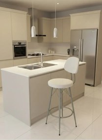 Stewehome Μπαρ καρέκλα με ύφασμα για μοντέρνο χώρο Εκρού