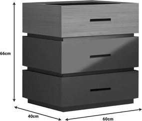 Κομοδίνο Sonlen pakoworld mdf σε sonoma-ανθρακί απόχρωση 60x40x66εκ