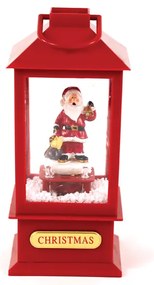 "PLASTIC SNOWY MUSIC SANTA LANTERN", 2 MINI LED ΛΑΜΠΑΚ. WW, ΜΠΑΤ. (3ΑAΑ),IP20, 10Χ10Χ20CM ACA X0721106B