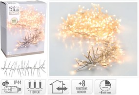 1512 LED Φωτάκια - 11 Μέτρα - Χρονοδιακόπτης - Θερμό Λευκό