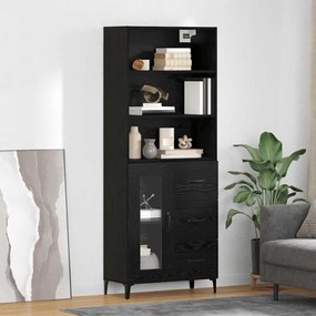 Highboard Μαύρη Οξυά 69,5 x 34 x 180 εκ. Επεξεργασμένο ξύλο