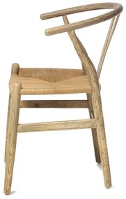 Καρέκλα ξύλινη γκρι πατίνα με ψάθινο κάθισμα - Ξύλο - 715-3087