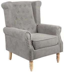 Πολυθρόνα Piore γκρι ύφασμα και πόδι rubberwood σε φυσική απόχρωση 77x80x106εκ 77x80x106 εκ.