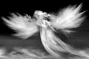 Εικόνα αγγέλου στα σύννεφα σε ασπρόμαυρο - 120x80