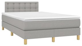 Κρεβάτι Boxspring με Στρώμα &amp; LED Αν.Γκρι 120x200 εκ Υφασμάτινο - Γκρι