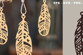 Σετ των 3 Intra απο ξύλο plywood 3mm-4mm πάχος Στολίδι Boho Feather Cut 5 Δίασταση 8x8 cm INTRAFABR-112014128