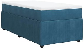 vidaXL Κρεβάτι Boxspring με Στρώμα Σκούρο Μπλε 100x200 εκ. Βελούδινο