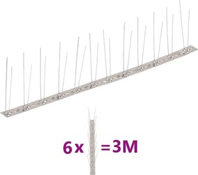 vidaXL Απωθητικές Ακίδες Περιστεριών 2 Σειρών Σετ των 6 3 μ. Αν.Ατσάλι