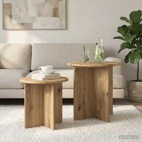 vidaXL Σετ βοηθητικά τραπεζάκια 2 τμχ. Artisan Δρυς Ø 45 x 45 εκ.