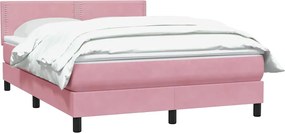 vidaXL Κρεβάτι Boxspring με Στρώμα Ροζ 160x210 εκ. Βελούδινο