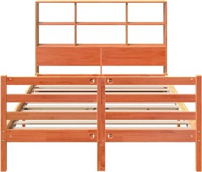 vidaXL Κρεβάτι Βιβλιοθήκη Χωρίς Στρώμα Καφέ 160x200 εκ Μασίφ Πεύκο