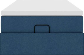 vidaXL Οθωμανικό κρεβάτι με στρώμα μπλε 90x200cm ύφασμα