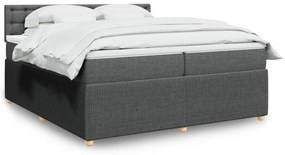 Κρεβάτι Boxspring με Στρώμα Σκούρο Γκρι 200x200 εκ. Υφασμάτινο