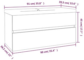 vidaXL Ντουλάπι Μπάνιου με Νιπτήρα Καπνιστή Δρυς Επεξεργασμένο Ξύλο