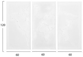 ΠΙΝΑΚΑΣ 3-ΠΤΥΧΟΣ WORLD MAP SANTORINI  MDF ΣΕ ΥΠΟΛΕΥΚΟ ΧΡΩΜΑ 180x4(πάχος)x120Υεκ.