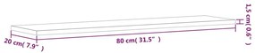 Ράφια Τοίχου 4 τεμ. Γκρι Sonoma 80x20x1,5 εκ. Επεξεργ. Ξύλο - Γκρι