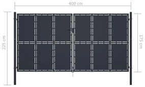 Πόρτα Περίφραξης Κήπου Ανθρακί 400 x 175 εκ. Ατσάλινη - Ανθρακί