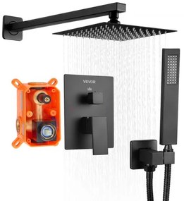 VEVOR Shower Faucet Set 8&quot; Square Rain Shower Head and Hand Set Matte Black