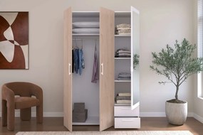 Ντουλάπα Dorm τρίφυλλη με καθρέπτη-Φυσικό - Λευκό