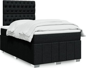 vidaXL Κρεβάτι Boxspring με Στρώμα Μαύρο 120x200 εκ. Υφασμάτινο