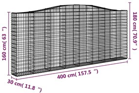 vidaXL Συρματοκιβώτια Τοξωτά 10 τεμ. 400x30x160/180 εκ. Γαλβαν. Ατσάλι