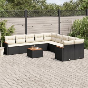 vidaXL Patio Sofa Set 10-θέσια Μαύρο και Κρέμα