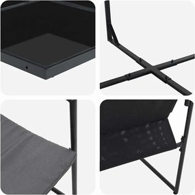 vidaXL Σέτ φαγητού για κήπο 15 pcs Μαύρο Ατσάλι