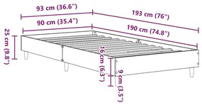 Πλαίσιο κρεβατιού χωρίς στρώμα Sonoma Oak 90x190 cm - Καφέ