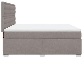 Κρεβάτι Boxspring με Στρώμα Taupe 200x200 εκ. Υφασμάτινο - Μπεζ-Γκρι