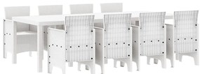 vidaXL Σέτ φαγητού για κήπο 9 pcs Ανοιχτό γκρι Rattan Polt