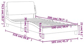 Πλαίσιο Κρεβατιού με Κεφαλάρι Κρεμ 100x200 εκ. Υφασμάτινο - Κρεμ