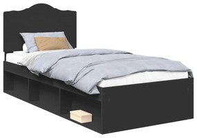 vidaXL Σκελετός Κρεβατιού Μαύρο 90 x 200 cm Στερεά ξυλεία πεύκου