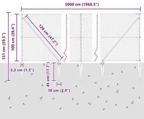 vidaXL Στύλος Περιφράξεων Γκρι 50 x 1 μ (25 χλστ. πλέγμα)