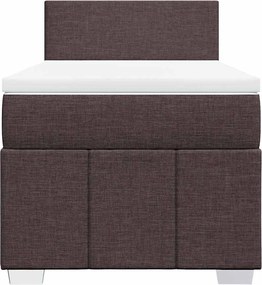 vidaXL Κρεβάτι Boxspring με Στρώμα Σκούρο Καφέ 90x200 εκ. Υφασμάτινο