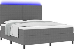 vidaXL LED Κρεβάτι με βάθρο Ανοιχτό Γκρι και Λευκό 180 x 200 cm