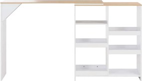 vidaXL Τραπέζι Μπαρ με Κινητό Ράφι Λευκό 138 x 39 x 110 εκ.