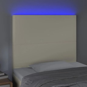 vidaXL Κεφαλάρι Κρεβατιού LED Κρεμ 100x5x118/128 εκ. Συνθετ. Δέρμα