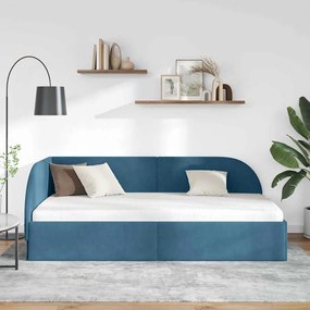 vidaXL Κρεβάτι Γωνίας με κεφαλάρι Μπλε 90 x 200 cm Βελούδο